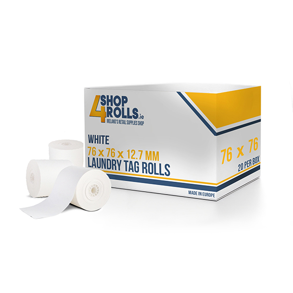 76mm x 76mm Dry Cleaning Tag Rolls - White - 20 Rolls per box 76mm x 76mm Dry Cleaning Tag Rolls - White - 20 Rolls per box